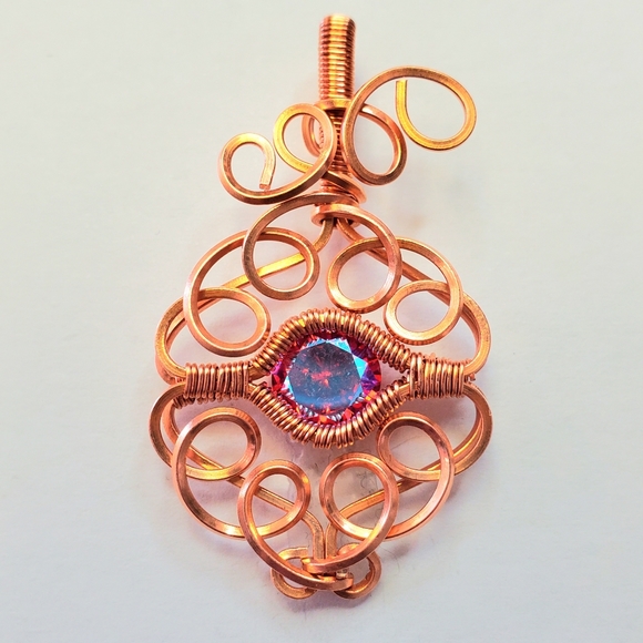 Electroplated cubic zirconia wire wrap necklace - Picture 1 of 4